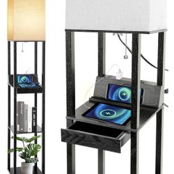 Wireless Charging 3-Layer Shelf Floor Lamp 