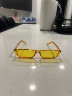 Vintage Yellow Slim Rectangular Unisex Sunglasses