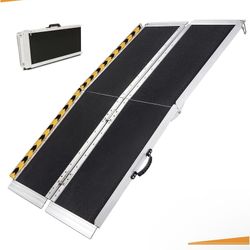 Portable Ramp 6FT, 72" L x 29" W Non-Skid Aluminum Foldable 