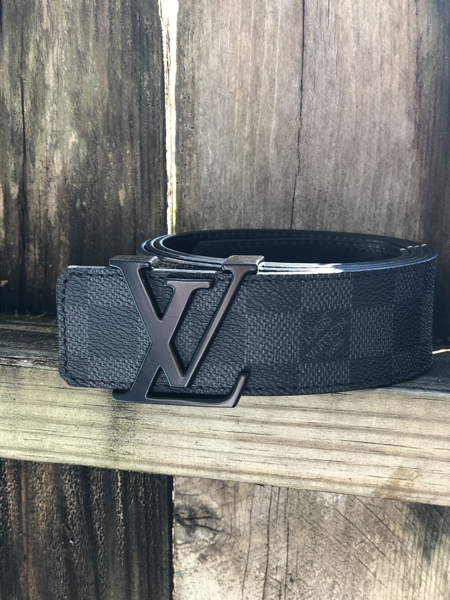 Authentic black Louis Vuitton Damier Graphite belt no box for Sale in
