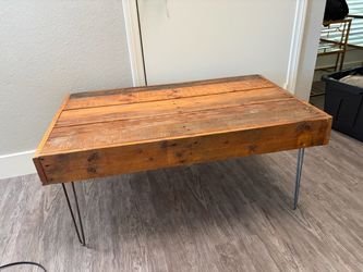 Rustic Reclaimed Wood Coffee Table with Hairpin Legs