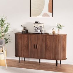 55" Mid-Century Modern Sideboardh / Buffet Cabinet – Walnut