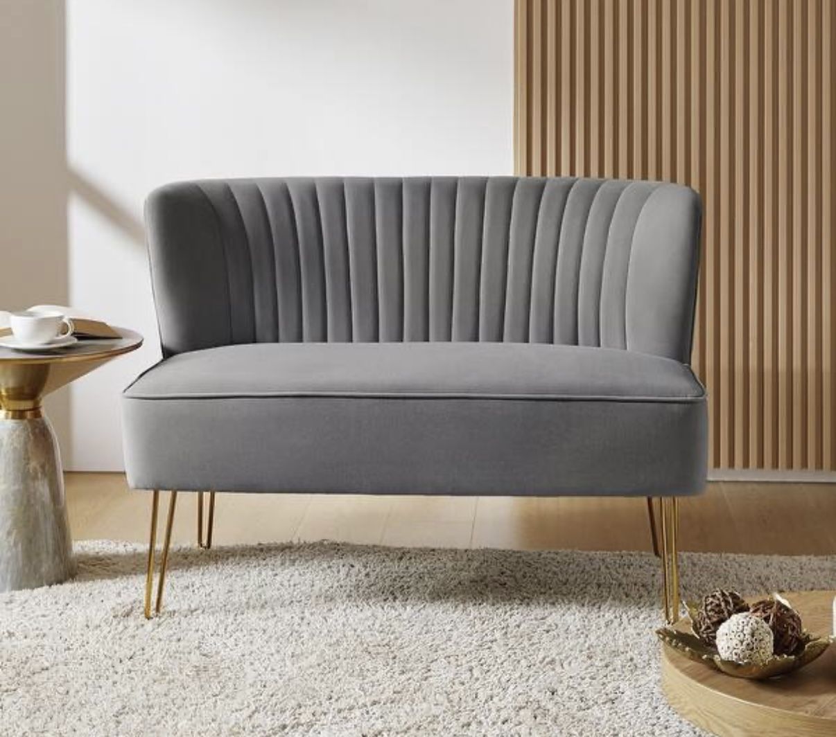 2 Grey Velvet Loveseats