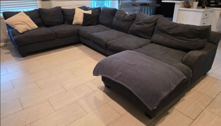 Blue sectional sofa couch 157"x98"