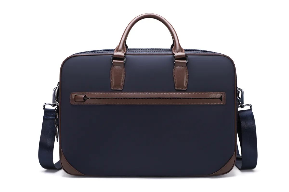 QUQUITO High Quality Premium Nylon and Genuine Leather Briefcase Bag Business Travel Large Storage Laptop Messenger.  
