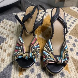 Fun Multi-Color Striped Espadrille Wedge Heels