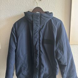 US Navy Jacket Men Large Blue Cold Weather Shipboard Flame Resistant Parka Coat