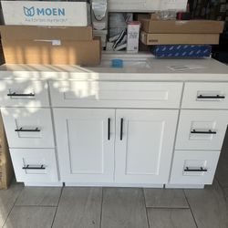 Bathroom vanity 55 inch white 