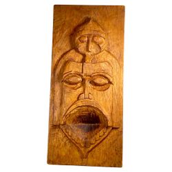 Warrior Knight Wall Hanging Handcarved Wood Art Medieval Rustic Display 70s VTG