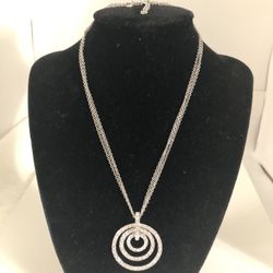 Nolan Miller 3 Strand Crystal Rhinestones 3 Circles Necklace 