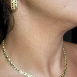 Italian Gold 14k Choker Necklace & Earring Set
