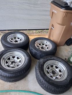 15 inch Chrome Rims 5x4.5 5x114 steelies wagon wheel trailer wheels