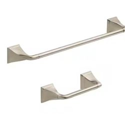 Delta 'Everly' 2-Piece Bath Hardware Set w/24" Towel Bar, Brushed Nickel