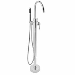 1-Handle Freestanding Floor Mount Roman Tub Faucet Bathtub Filler with Hand Shower in Chrome