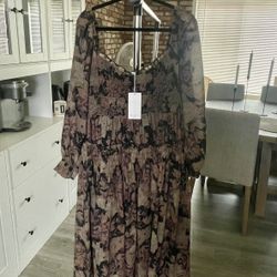 Worth Collective Floral Smocked Midi Dress XL