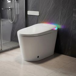 Tankless Smart Toilet with Bidet Built-in, Elongated Intelligent Toilet with Smart Dial Knob & LED Display,