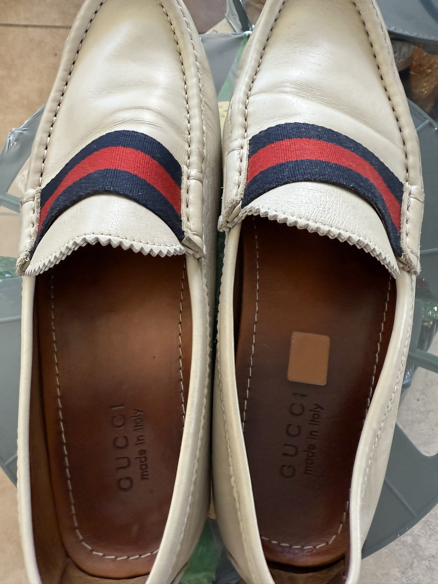 Gucci men’s ivory color  loafers
