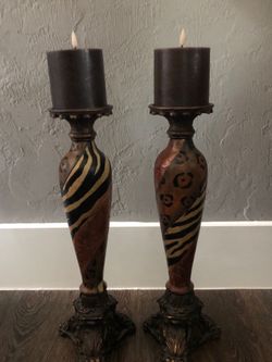 New!!! Animal Print Candle Holders Qty2 $20 Ea