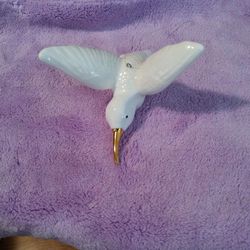 Dept 56 White Ceramic Hummingbird Ornament 