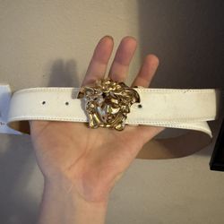 White Versace Belt