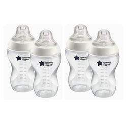 Set of 4 Tommee Tippee Baby Bottle 11oz Thicker Feed Nipple for Babies 6 Month+ New Condition 