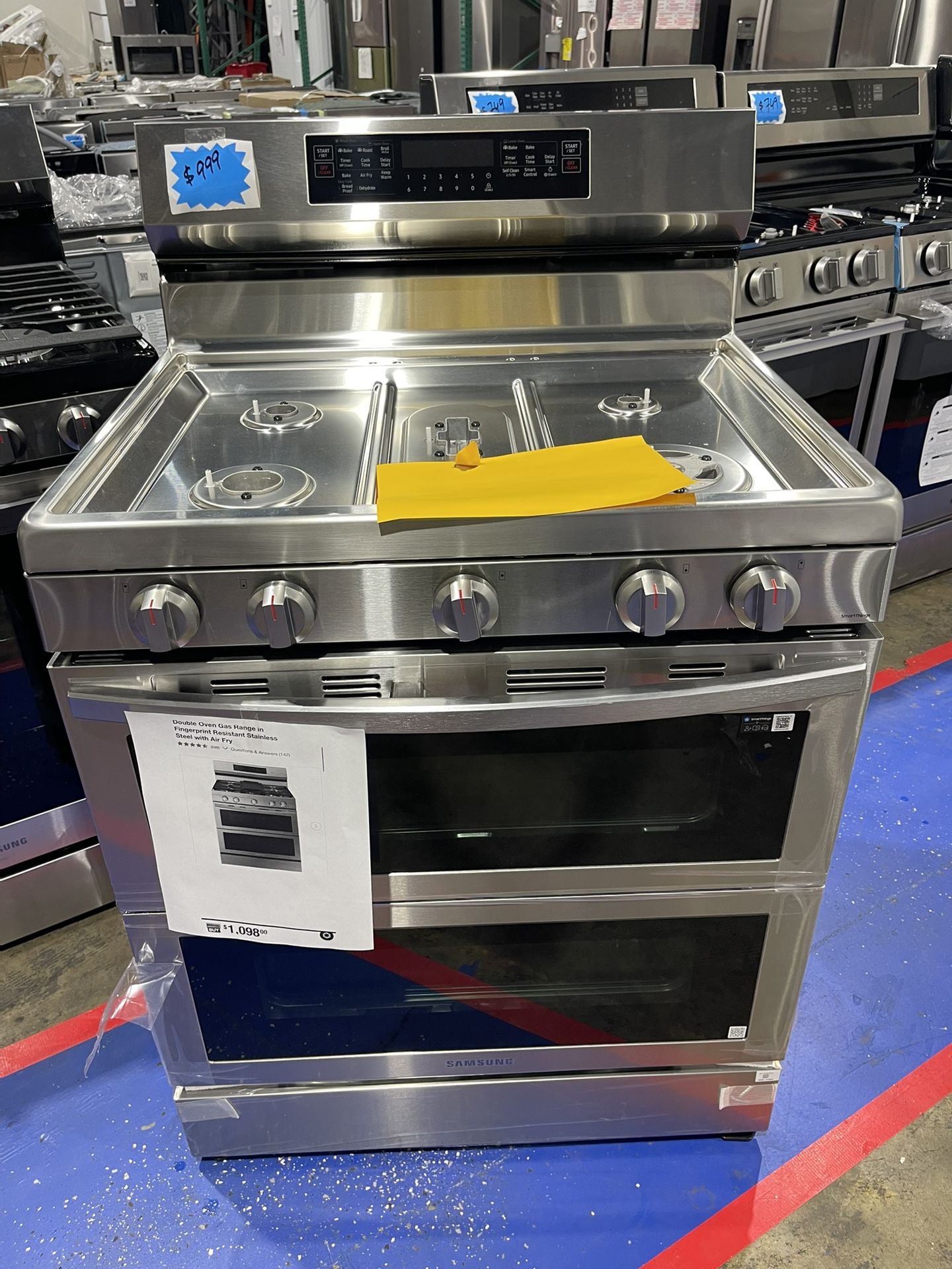 Brand New Samsung Stainless Steel, Flex Double oven/range five burner gas air fryer