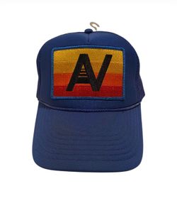 Aviator Nation Navy Trucker Hat with Sunset Stripe Patch