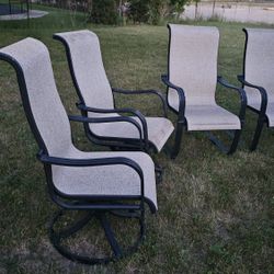 Patio Chair Set with Beige Fabric -  4 piece