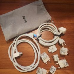 2 Power Extension Cable Cords For Apple MacBook Pro Adapter & World Travel Plug Adapter Kit