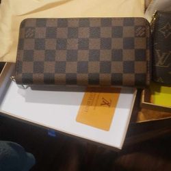 Louis Vuitton Brown Grid Zip Wallet