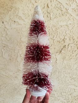 Red and White Bottle Brush Christmas Tree
