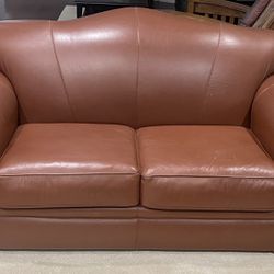 Vintage Leather Rolled Arm Sofa & Loveseat