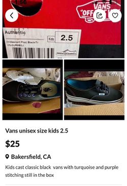 25 obo Vans Authentic Kids Sneakers Size 2.5