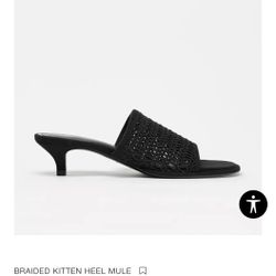 Zara Black Kitten Heel Mules