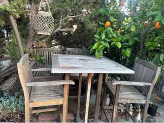 Patio furniture set teak table and 4 chairs solid