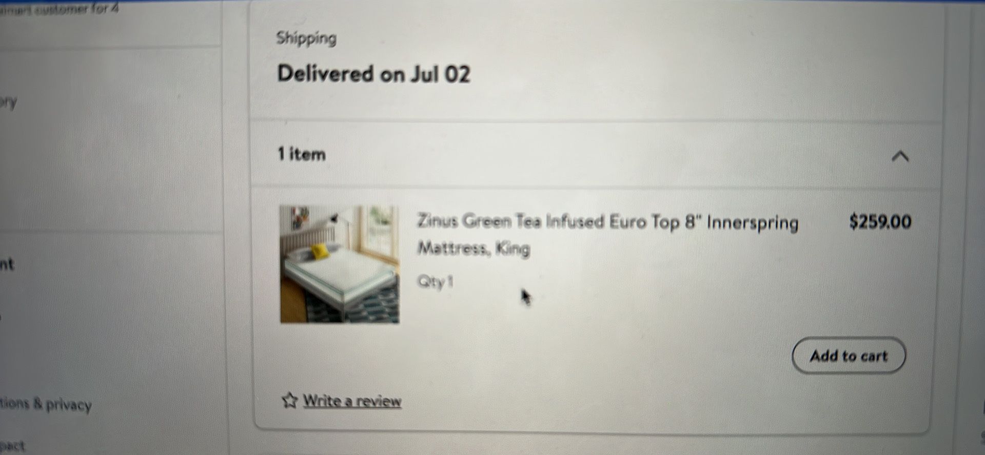 Zinus Green Tea Infused Top8 Innerspring Mattress King