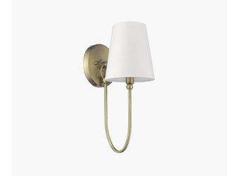Pair Of Rustic 1-Light Antique Brass Wall Sconces with Shade