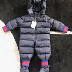 Designer Toddler Onesie Puff Coat Jacket Navy Snow 6 Months Enfant New Born