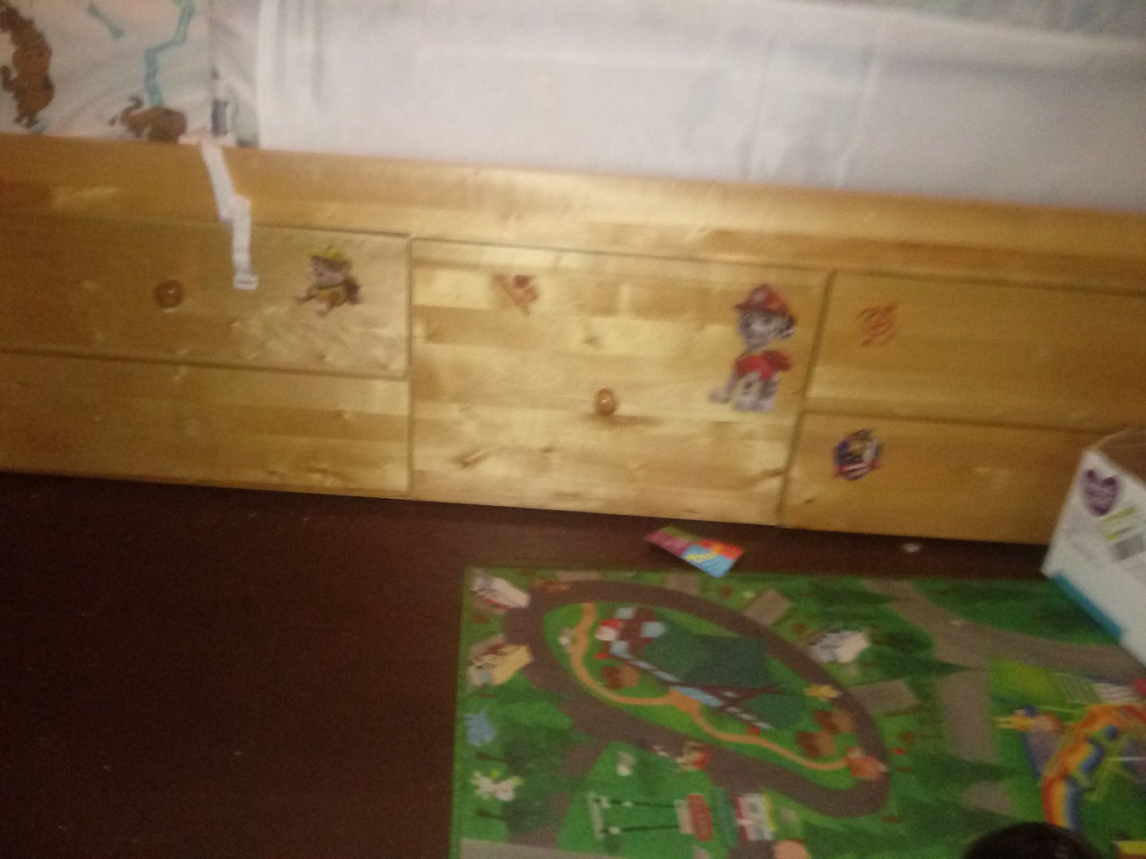 Twin bed frame with drawers underneath