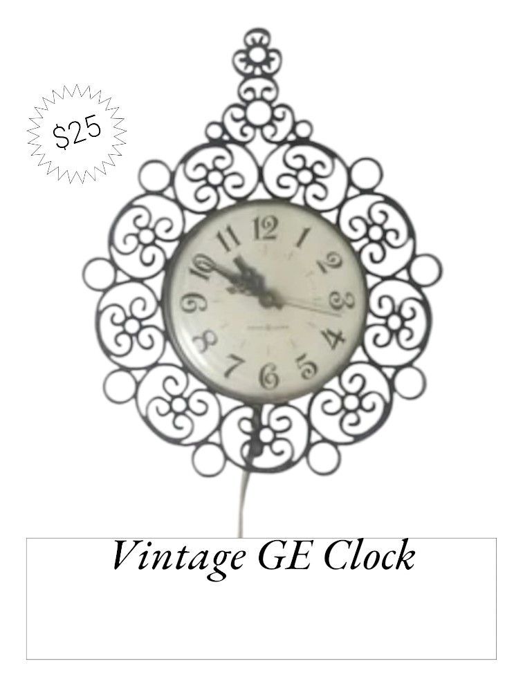 Vintage GE Plug In Clock Black