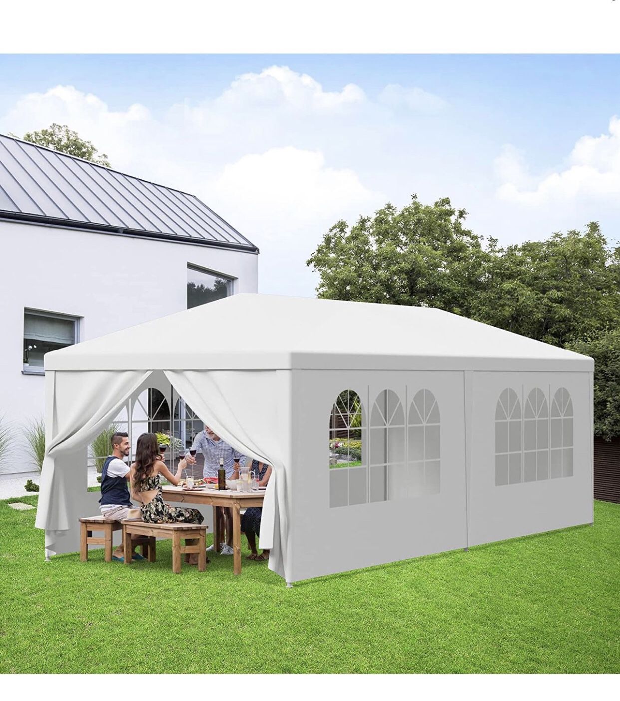 10x20 wedding party tent outdoor canopy teng with 6 side walls white FOR SALE 