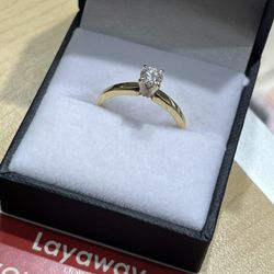 14k Natural Diamond Solitaire Engagement Ring 