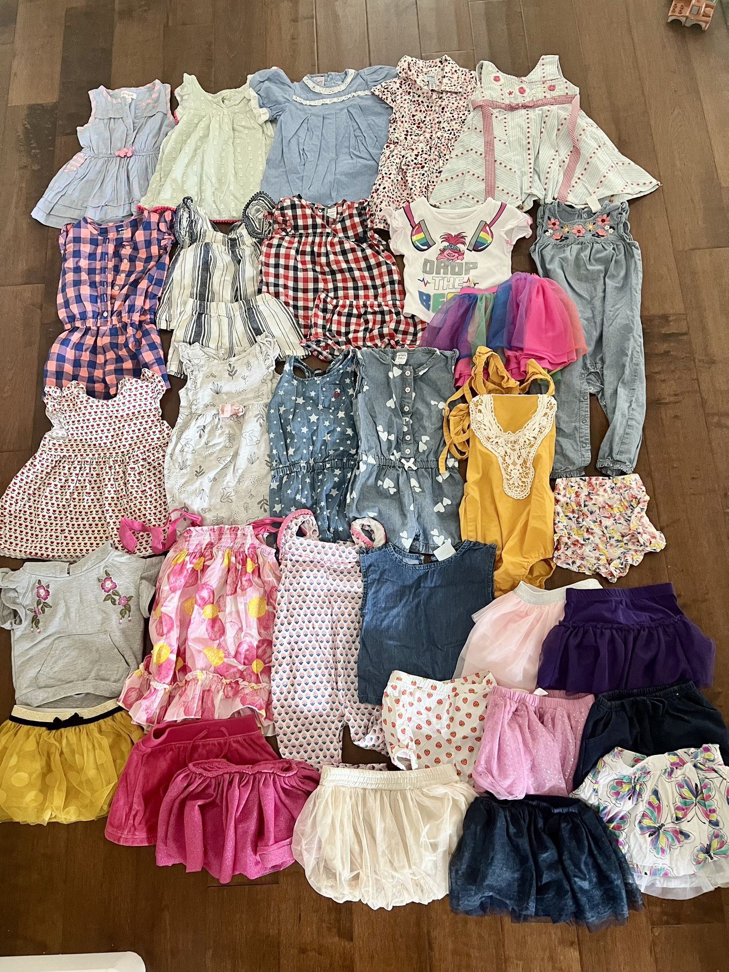 Baby girl 34 piece bundle size 18 24 months dresses skirts rompers 34 pieces total Super cute! All are size 18 months, 18-24 months, or 24 months