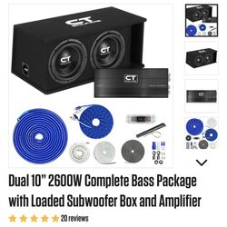 CT Sounds Dual 10 Complete Bass Package With Loaded Subwoofer And Amplifier 