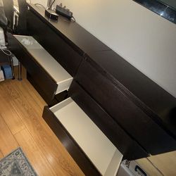 2 Dark Wood Dressers – 4 Drawers Each – $100 for Both