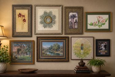 Huge LOT Like NEW Elegant Framed WALL ART Painting BOTANICAL Tuscan TRADITIONAL Home Decor