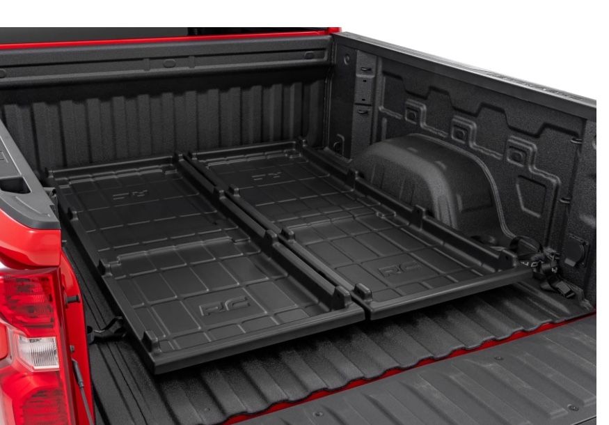 Rough Country Truck Bed Cargo Storage Tray - Fits All Popular Pickup Trucks, Organizer With Slide Out Design For Easy Tailgate Access, Black