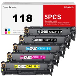 PIONOUS 118 Toner Cartridge Set (2 Black, 1 Cyan, 1 Magenta, 1 Yellow) - Replacement For Canon CRG118 Toner, Compatible With ImageCLASS MF8580Cdw MF83