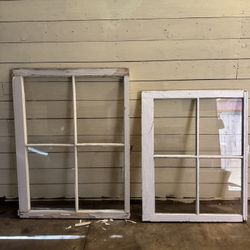 Vintage Wood Window Frames – Farmhouse / Salvage Decor (Pair)
