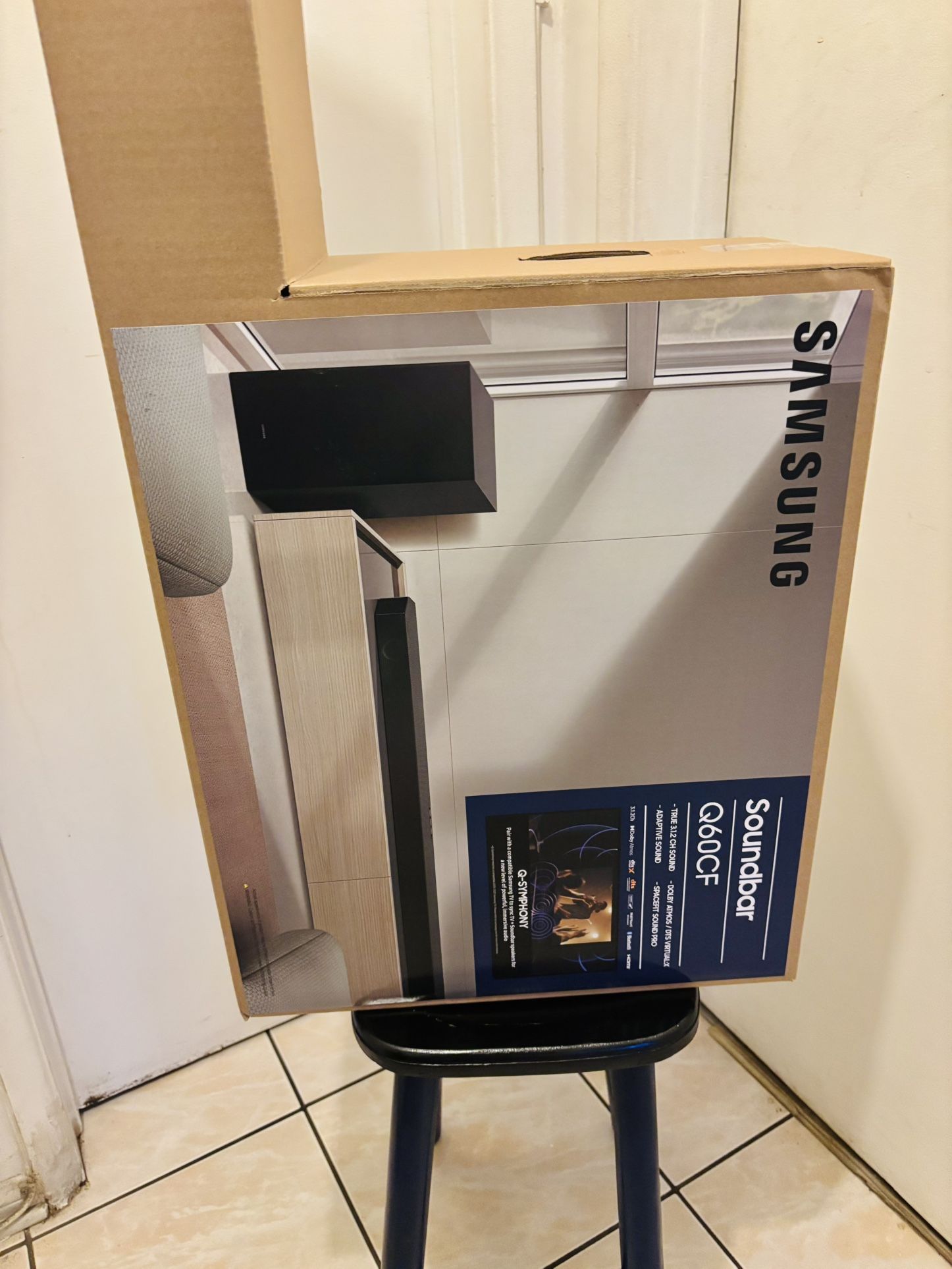 SAMSUNG - HW-Q60CF 3.1.2ch. Dolby Atmos Soundbar System w/ Wireless Subwoofer, Space Fit Sound Pro, Game Mode